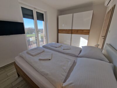 bedroom ground floor pool view
